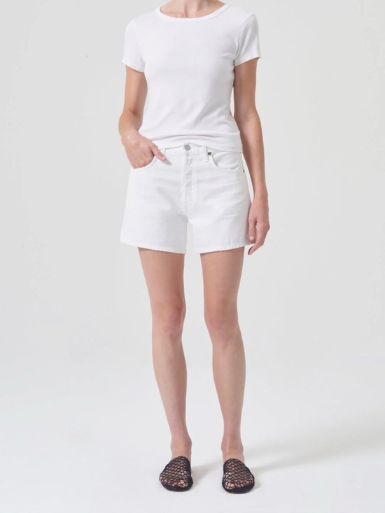 Agolde Pants - Agolde Parker Long White Denim Shorts